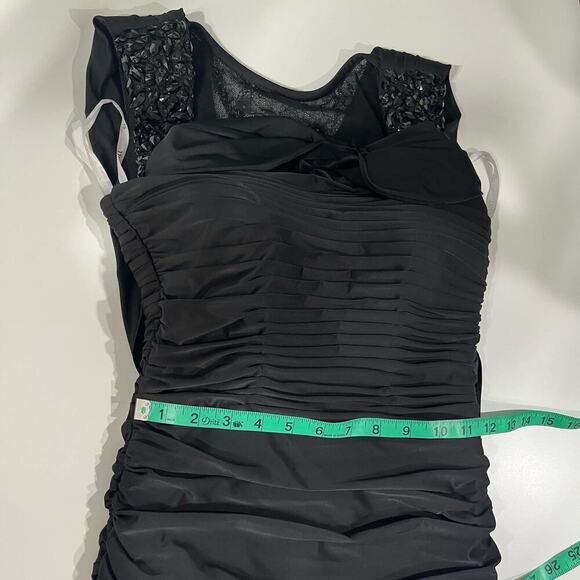 Sherri Hill Black Rouched Lace Draped Jewel Straps Bodycon Mini Dress Size 4 - Picture 9 of 15